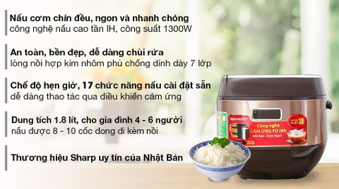 Nồi cơm cao tần Sharp 1.8 lít KS-IH191V-GL