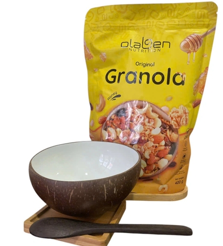 Combo 01 gói Granola 400Gr và Chén gáo dừa trắng