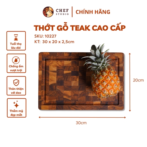 Thớt gỗ Teak chữ nhật - 10227 20x30x2.5cm