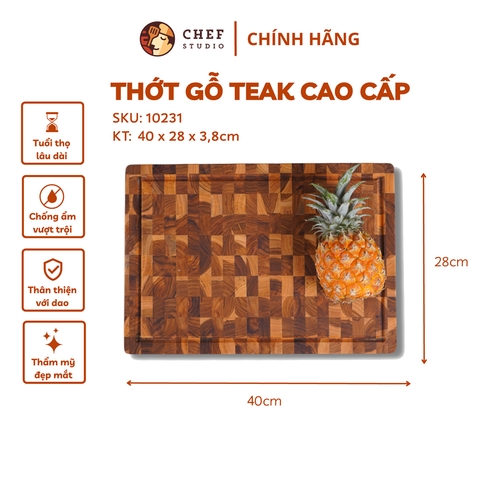 Thớt gỗ Teak chữ nhật - 10231 28x40x3.8cm