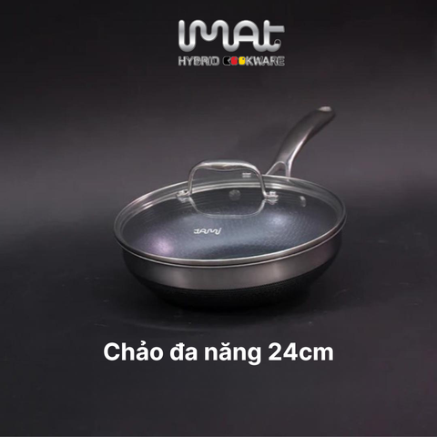 Chảo đa năng iMat Hybrid 24cm chống dính gốm Ceramic đen