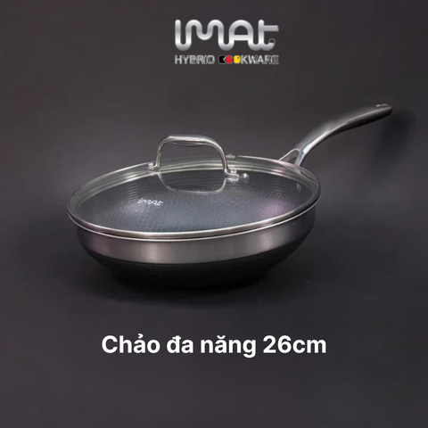 Chảo đa năng iMat Hybrid 26cm chống dính gốm đen