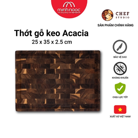 Thớt gỗ keo (Acacia) Chef Studio chữ nhật size 25 x 35 x 2.5cm