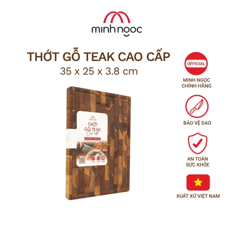 Thớt chặt gỗ Teak cao cấp Minh Ngọc kháng khuẩn tự nhiên, an toàn, bền đẹp, cỡ trung 35x25x3.8cm