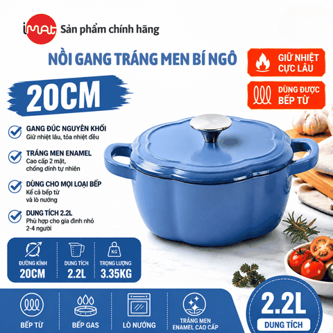 Nồi Gang Imat Tráng Men Sứ Enamel 20CM