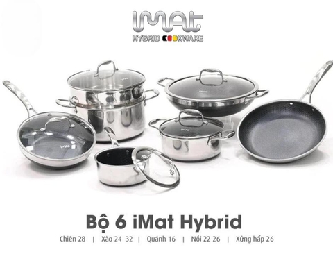 Bộ 6 nồi chảo inox iMAT Hybrid - Lựa chọn 2