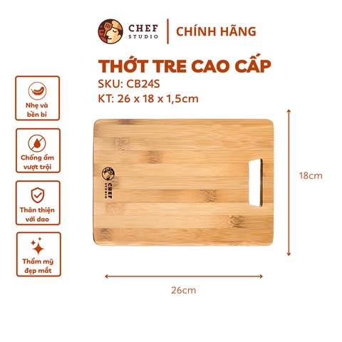 Thớt tre hình chữ nhật - CB24S 26x18x1.5