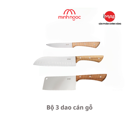 Bộ 3 Dao iMat Lưỡi Thép Cán Gỗ