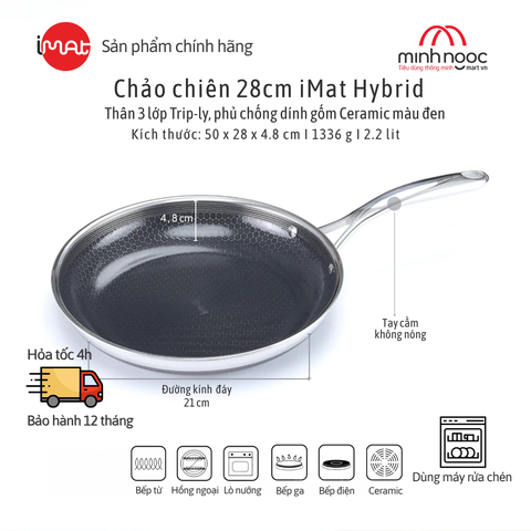 Chảo Imat Hybrid 28Cm, Chống Dính Ceramic Đen