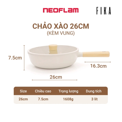 Chảo xào, sâu Neoflam Fika Hàn Quốc 26cm