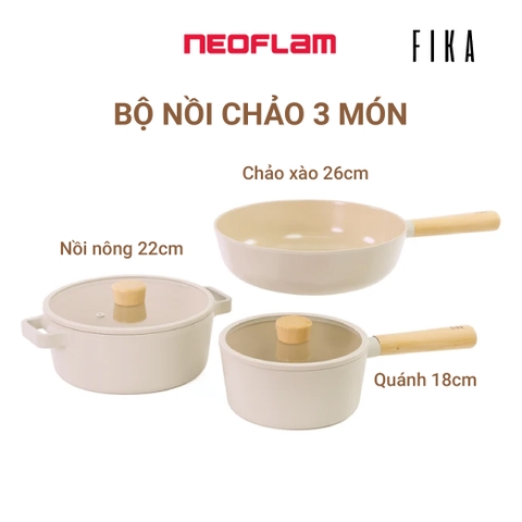 Bộ nồi chảo 3 món Neoflam Fika Hàn Quốc