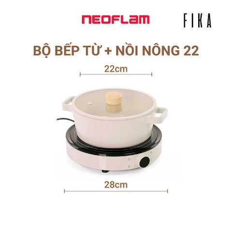 Bộ nồi nông 22cm & bếp từ đơn Fika Neoflam Hàn Quốc