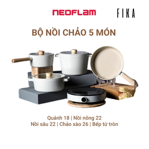 Bộ nồi chảo Neoflam Fika Hàn Quốc 5 món