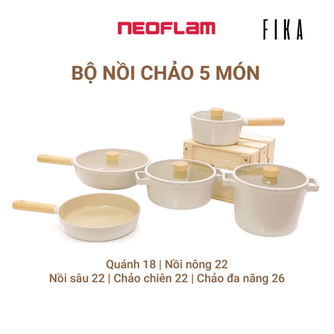 Bộ nồi chảo Neoflam Fika  Hàn Quốc 5 món - lựa chọn 1