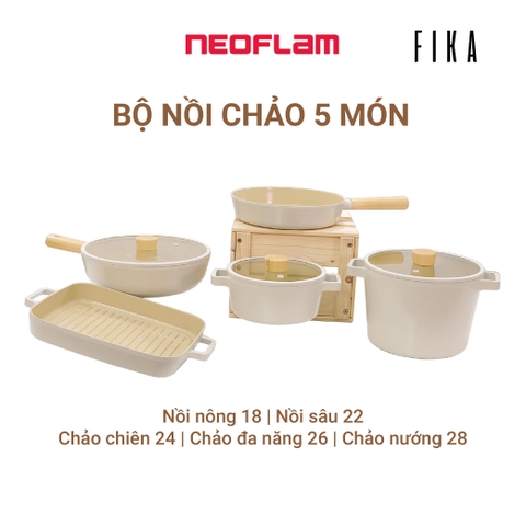 Bộ nồi chảo Neoflam Fika Hàn Quốc 5 món