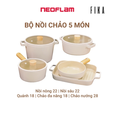 Bộ nồi chảo Neoflam Fika Hàn Quốc 5 món - lựa chọn 1. Made in Korea