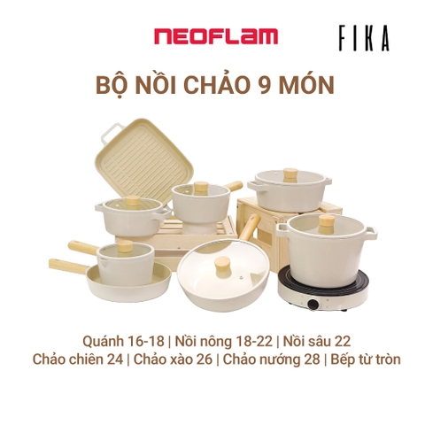 Bộ nồi chảo chống dính Neoflam Fika Hàn Quốc 9 món