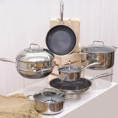 Bộ 6 nồi chảo inox iMAT Hybrid - Lựa chọn 1