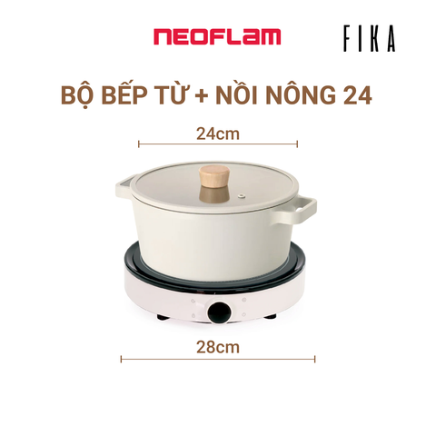 Combo bếp từ - nồi cỡ vừa 24cm Neoflam Fika Hàn Quốc