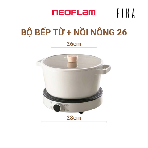 Combo bếp từ - nồi cỡ lớn 26cm Neoflam Fika Hàn Quốc