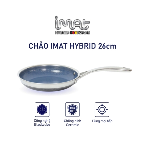 Chảo chiên iMAT Hybrid 26cm, không vung (lòng xanh)