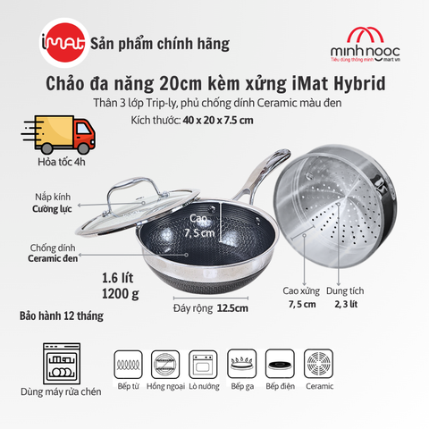 Chảo Đa Năng Imat Hybrid Các Loại Kèm Xửng Hấp