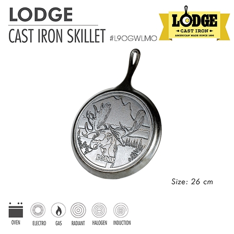 Chảo gang Lodge - L9OGWLMO Chảo gang 26cm đáy hình nai sừng tấm