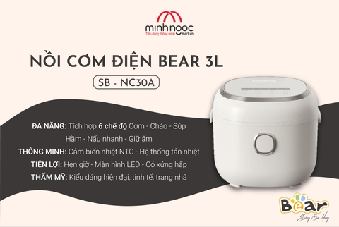 Nồi nấu cơm Bear SB-NC30A dung tích 3l, lòng nồi 1.2l