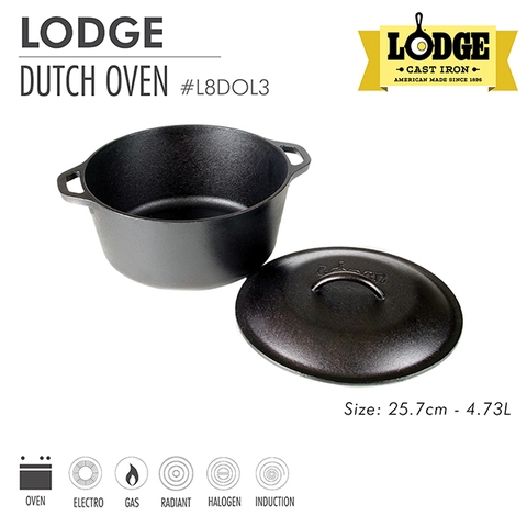 Nồi gang Lodge - L8DOL3 25.7cm, dung tích 4.73 lít