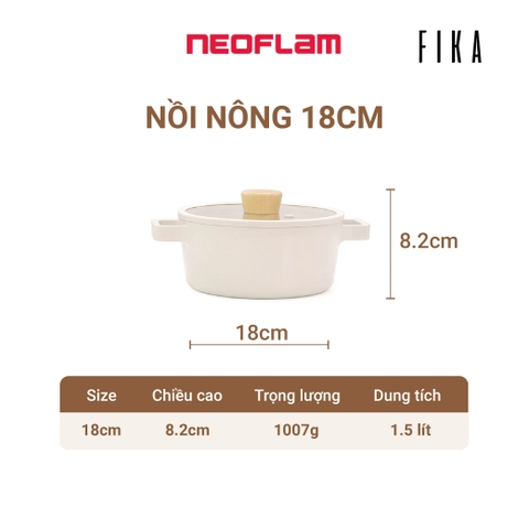Nồi nông Neoflam Fika Hàn Quốc 18cm dung tích 1.5l