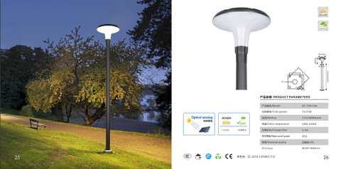 Đèn trang trí công viên năng lượng mặt trời ZCV-40S-01 ZALAA