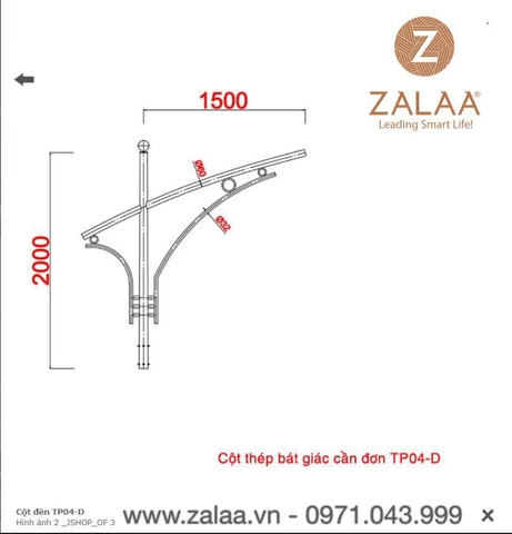 Cột Đèn Cao Áp mã số ZCD-TP-04D ZALAA