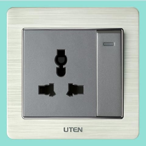 Bộ công tắc đơn 1 chiều + ổ cắm 3 chấu uten V6K11Z13/N