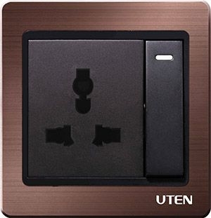 Bộ công tắc đơn 2 chiều kết hợp ổ cắm 3 chấu uten A5K12Z13/N