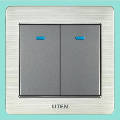 Công tắc led đôi 1 chiều uten V6LEDK21
