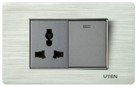 Bộ công tắc đơn 1 chiều + ổ cắm 3 chấu đa năng uten V7K11Z13/N