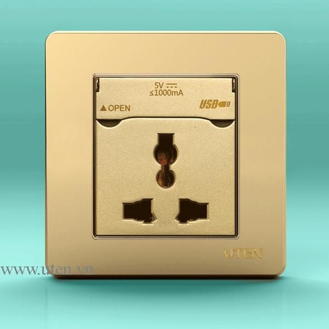 Ổ cắm 3 chấu + ổ usb uten Q7-Z13/NU