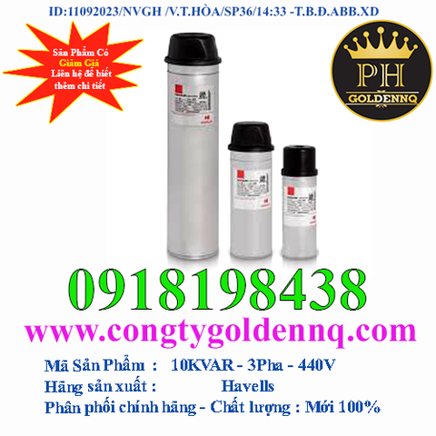 Tụ bù hạ thế Havells (tụ khô) 10KVAR – 3Pha - 440V