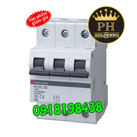 MCB Mitsubishi BH-D10 3P 40A TYPE C N, 10kA