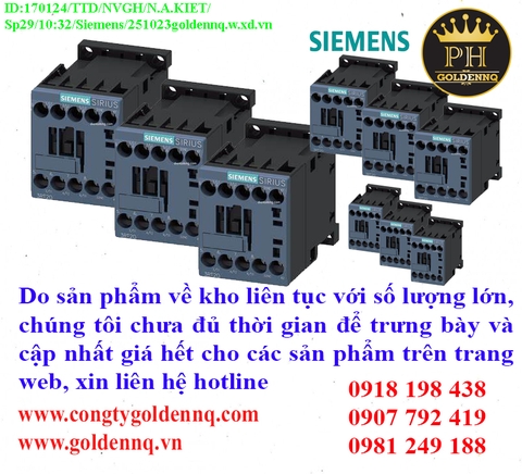 Khởi động từ Siemens (Contactor) về kho nhiều chưa cập nhật kịp, vui lòng liên hệ hotline để biết thêm thông tin.