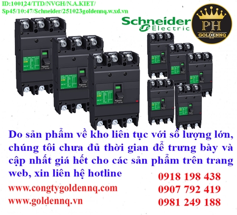 Cầu dao dạng khối Schneider (MCCB) về kho nhiều chưa cập nhật kịp, vui lòng liên hệ hotline để biết thêm thông tin.
