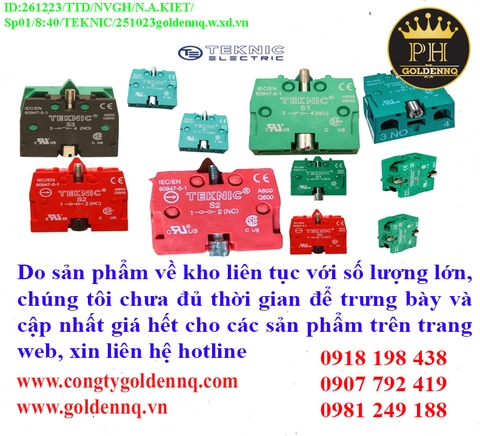 Tiếp điểm phụ Teknic về kho nhiều chưa cập nhật kịp, vui lòng liên hệ hotline để biết thêm thông tin.