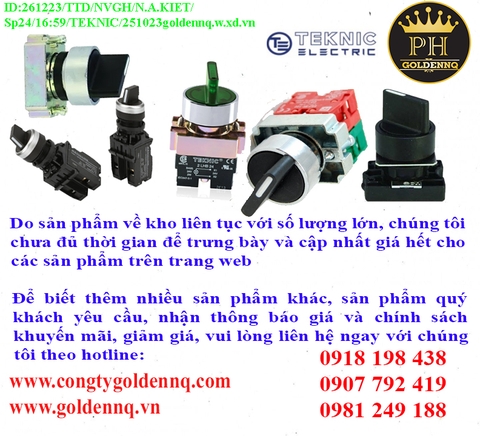 Công tắc xoay 2 vị trí, tự trả về Teknic chính hãng, giá sỉ, phân phối toàn quốc.