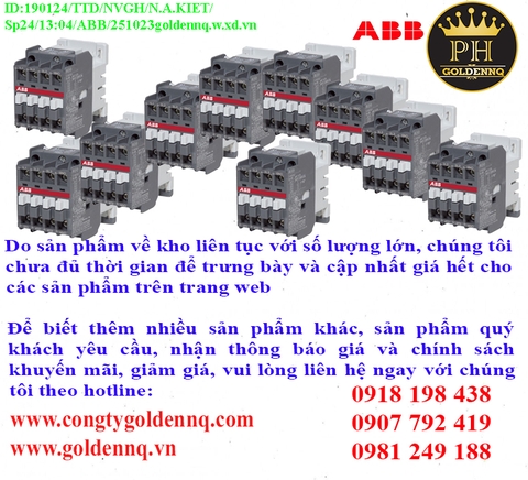Khởi động từ ABB (Contactor) chính hãng, giá sỉ, bảo hành, phân phối toàn quốc.
