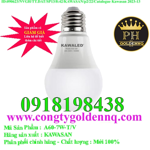 ĐÈN LED BULB NHỎ THÂN NHỰA A60-7W-T/V