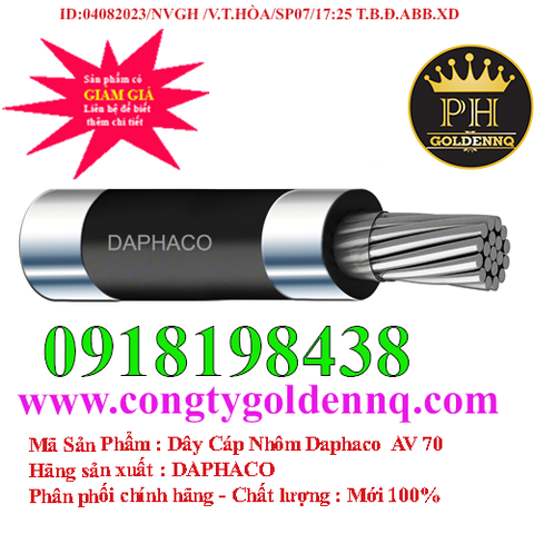 Daphaco AV 70 : Cáp điện lực hạ thế 1 lõi, ruột nhôm 0,6/1 kV