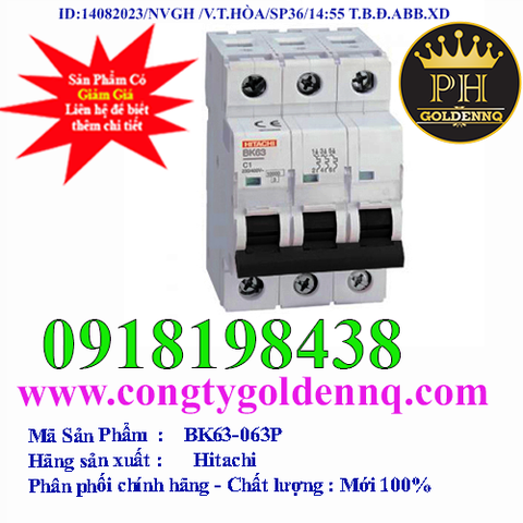 MCB Hitachi BK63 TypeC 3P 6A-63A