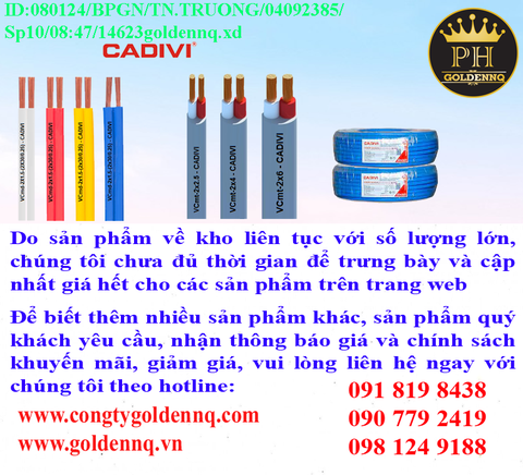 Dây đôi mềm bọc nhựa PVC CADIVI chính hãng, giá sỉ, bảo hành, phân phối toàn quốc. Để biết thêm thông tin chi tiết xin vui lòng liên hệ hotline.