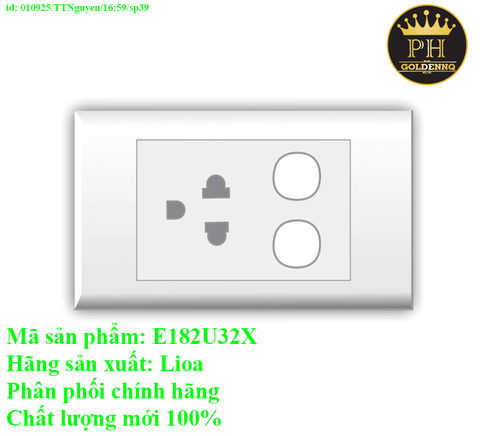 Ổ cắm đơn 3 chấu với 2 lỗ E182U32X