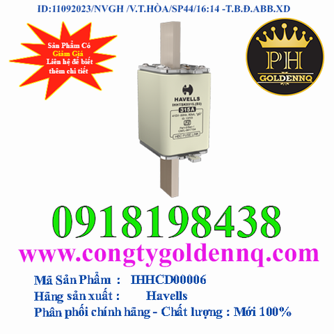 Cầu chì Havells type CD00 6A-160A